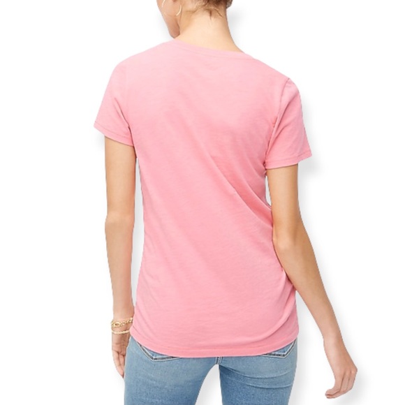 J. CREW V-Neck Tee Vintage Cotton Tea Rose Pink T-Shirt - Picture 4 of 7